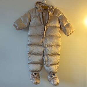 Cozy Tan Puffer Snowsuit with Hood